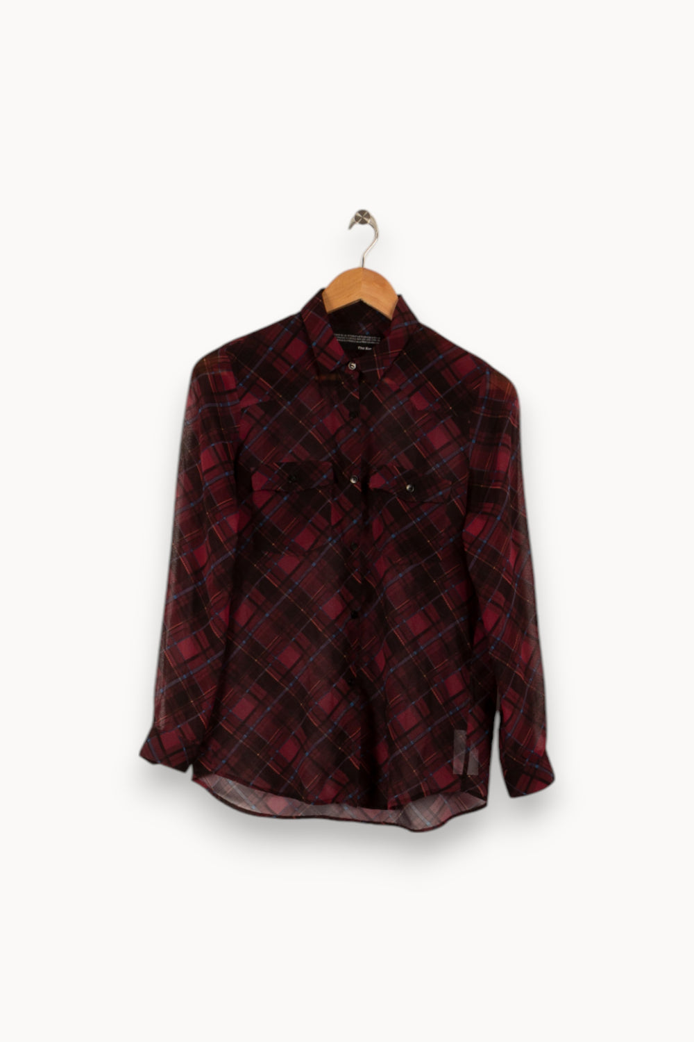 Blouse bordeaux à carreaux - Taille XS/34 de la marque The Kooples | PARAD29312 - Vendu par Paradigme - Image 3