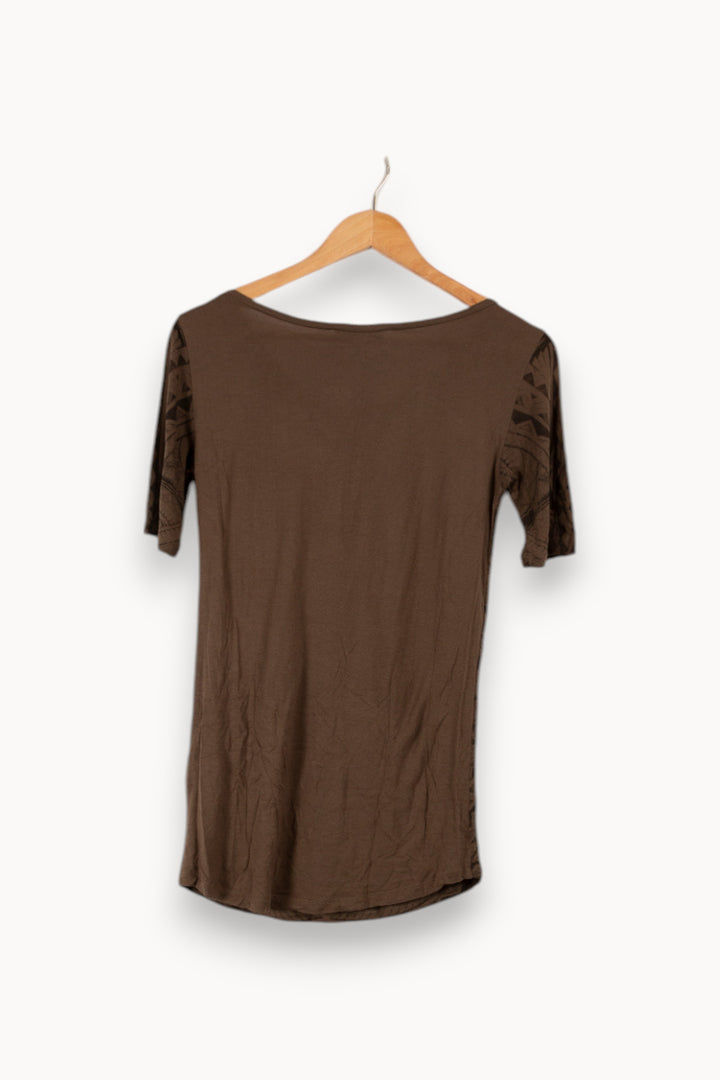 T-shirt gris/vert à motifs - Taille S/36 de la marque Sandro | PARAD29368 - Vendu par Paradigme - Image 2