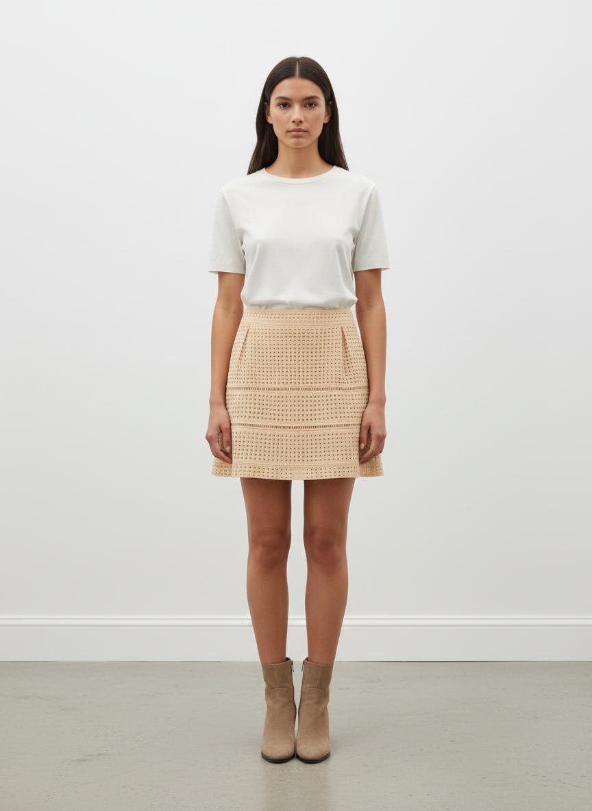 Jupe rose en broderie - Taille XL/42