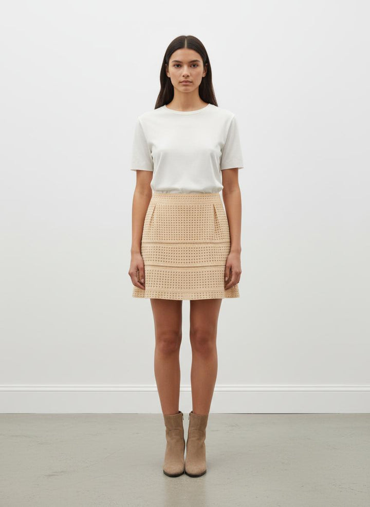 Jupe rose en broderie - Taille XL/42