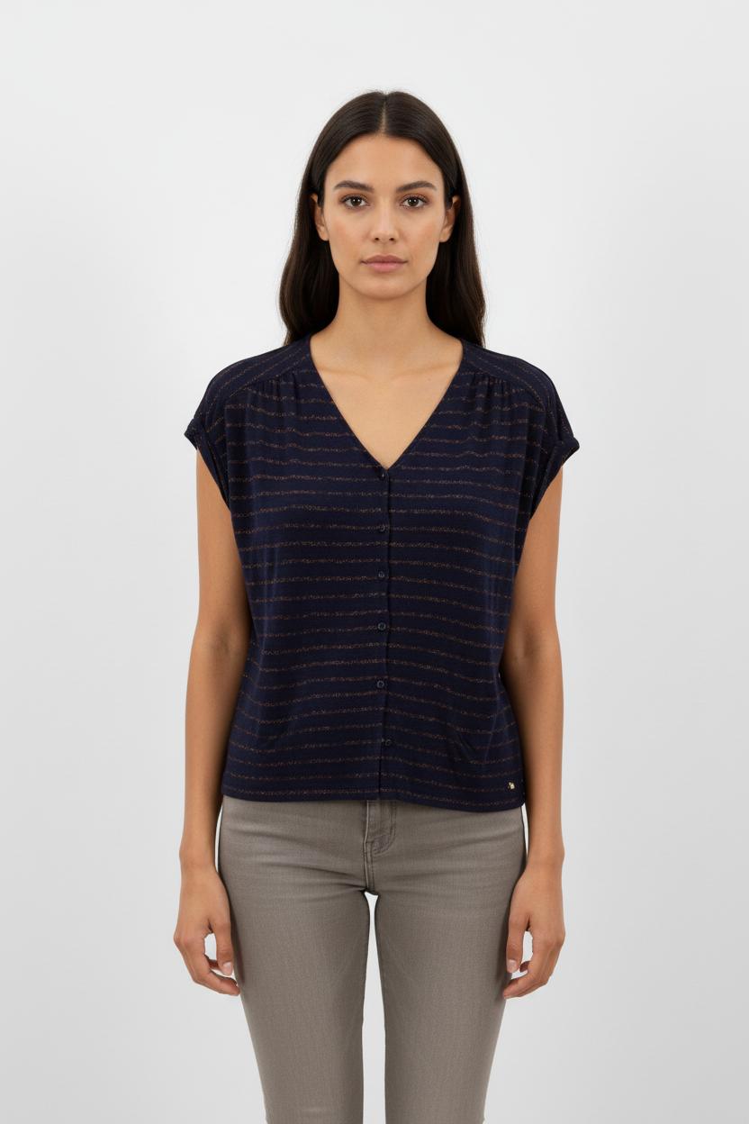 Top bleu rayé - Taille Unique