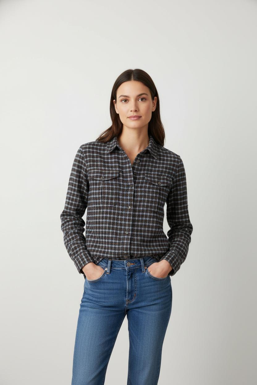 Chemise bleue à carreaux - Taille XS/34