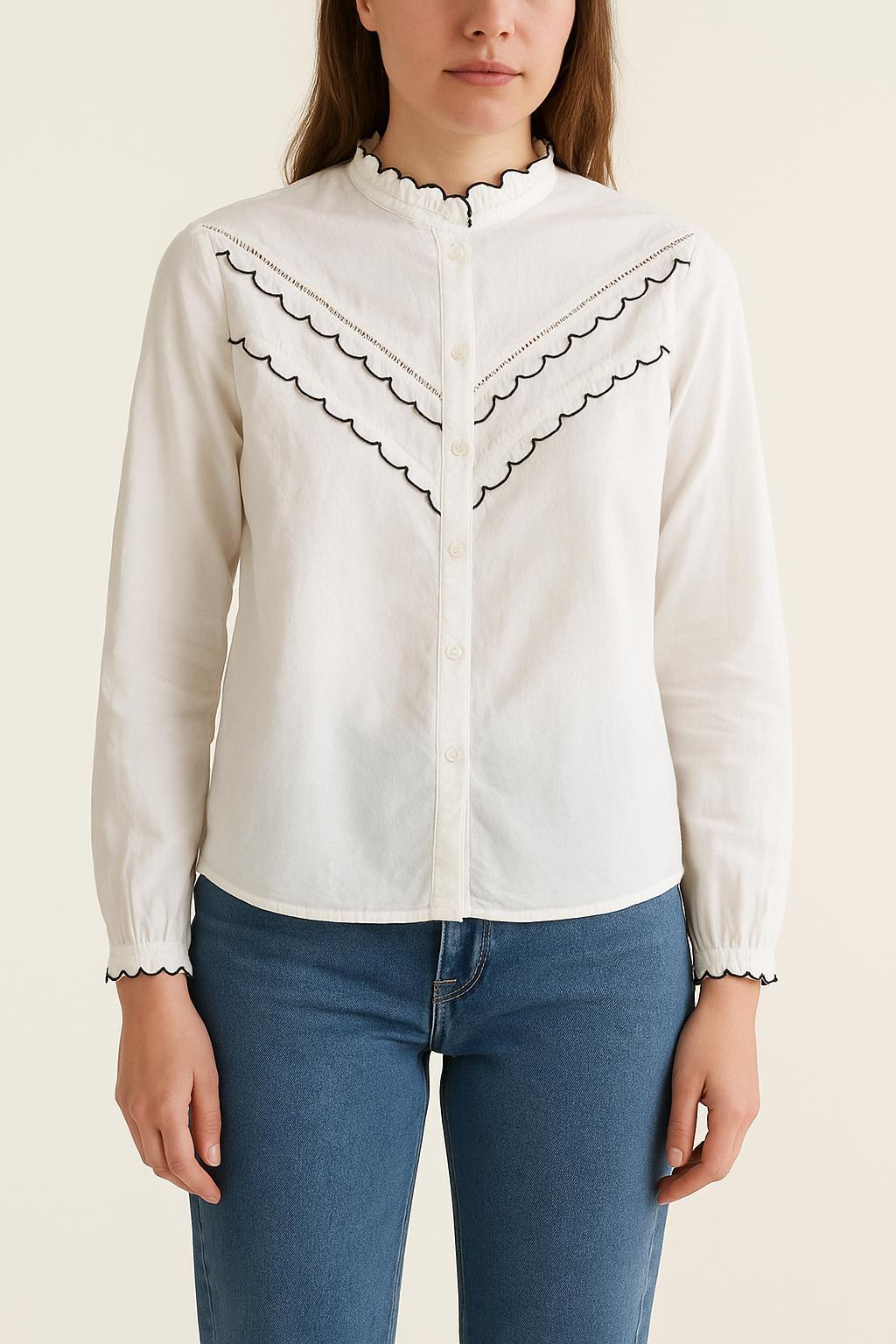 Chemise Blanche et Noire - Taille XS/34 de la marque Sézane | PARAD29542 - Vendu par Paradigme - Image 1