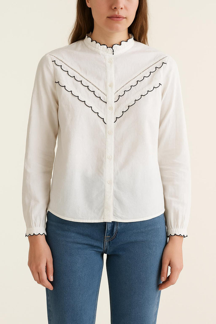 Chemise Blanche et Noire - Taille XS/34 de la marque Sézane | PARAD29542 - Vendu par Paradigme - Image 1
