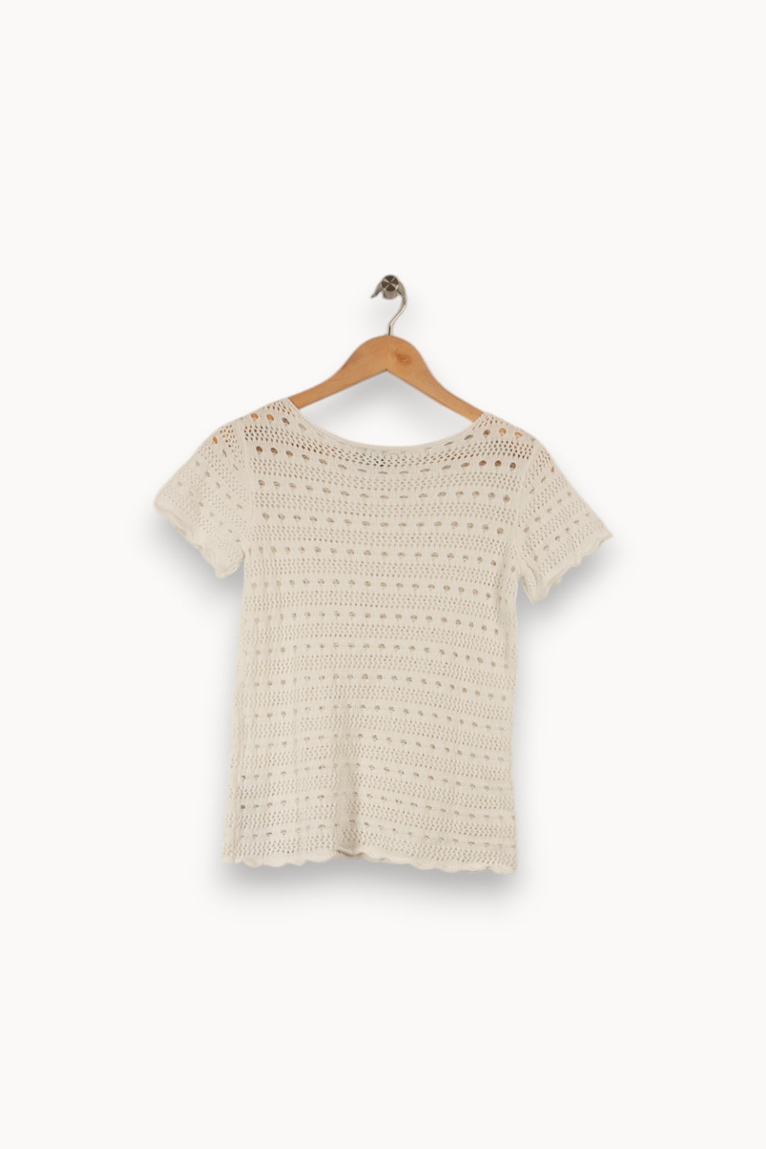 T-shirt blanc en maille - Taille XS/34 de la marque Caroll | PARAD29750 - Vendu par Paradigme - Image 2