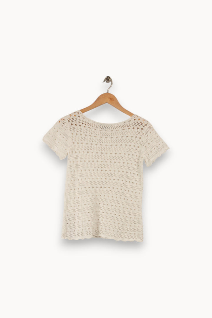 T-shirt blanc en maille - Taille XS/34 de la marque Caroll | PARAD29750 - Vendu par Paradigme - Image 2