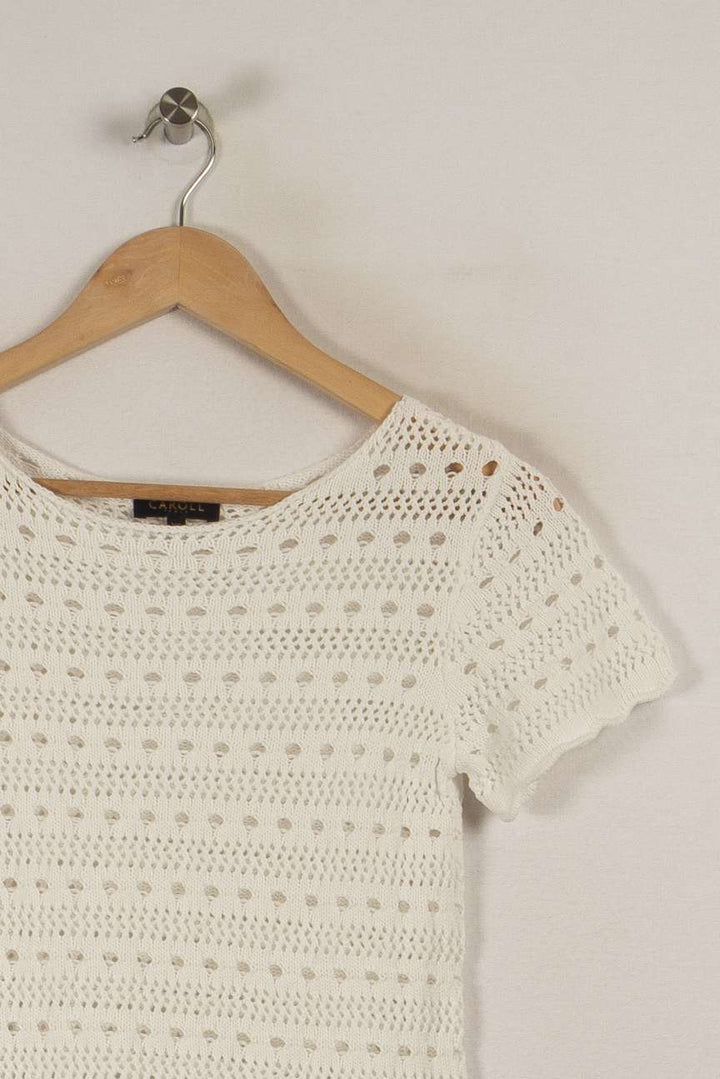 T-shirt blanc en maille - Taille XS/34 de la marque Caroll | PARAD29750 - Vendu par Paradigme - Image 1