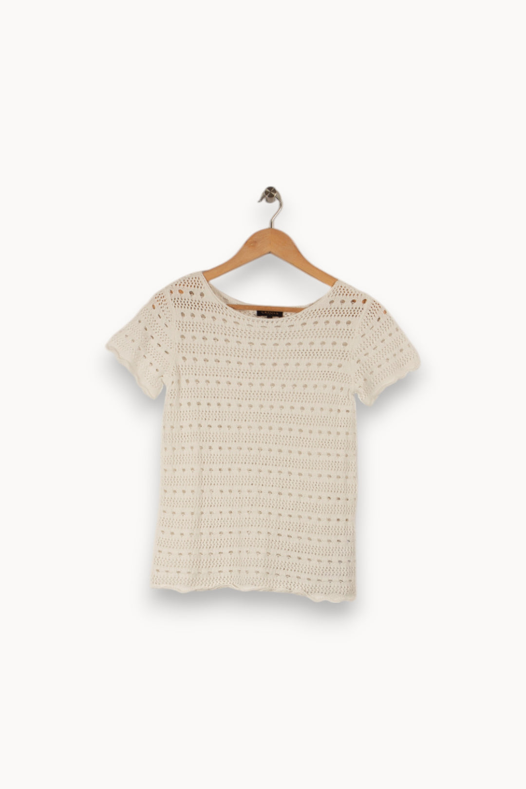 T-shirt blanc en maille - Taille XS/34 de la marque Caroll | PARAD29750 - Vendu par Paradigme - Image 3