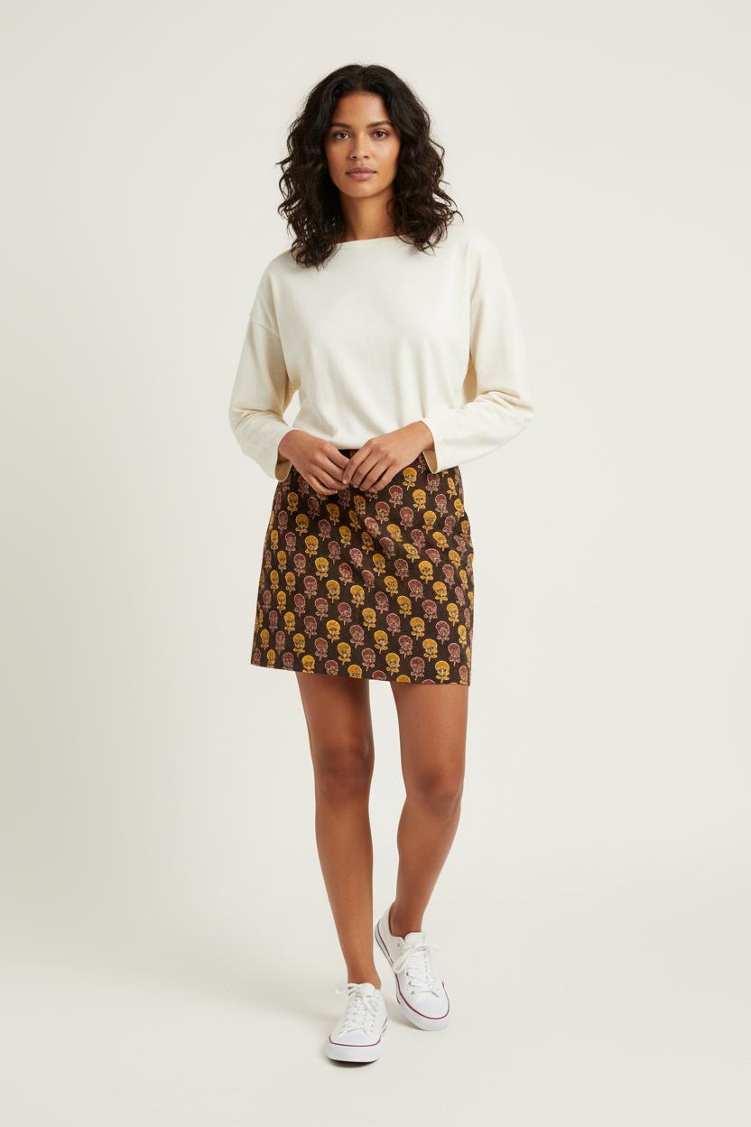 Jupe marron à motifs - Taille L/40