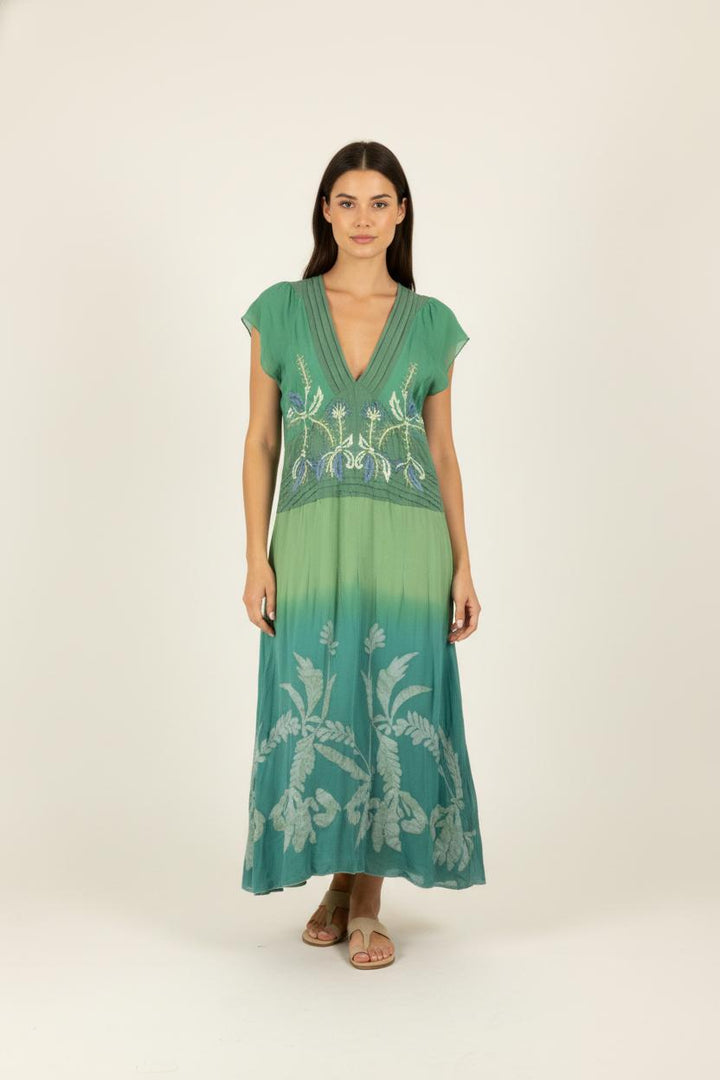 Robe longue verte et bleue - Taille M/38