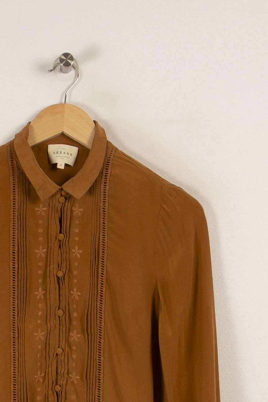 Blouse marron - Taille XS/34 de la marque Sézane | PARAD29819 - Vendu par Paradigme - Image 2