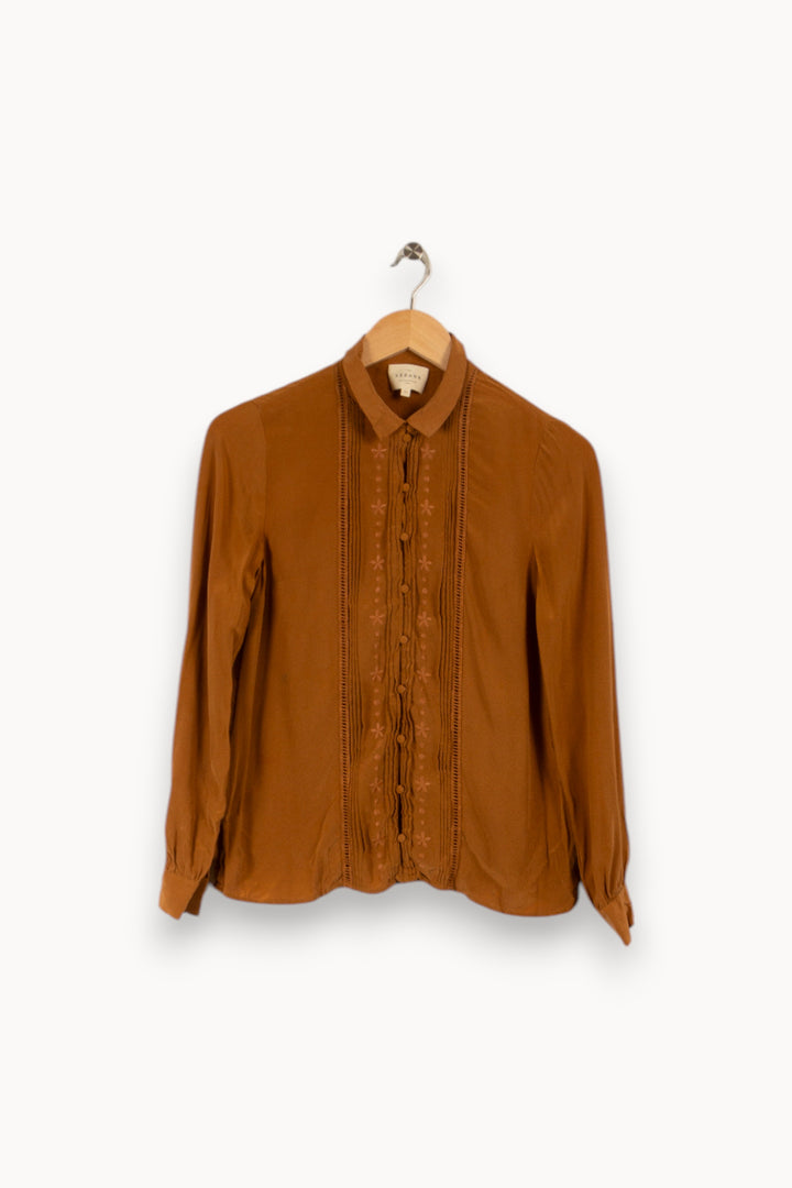 Blouse marron - Taille XS/34 de la marque Sézane | PARAD29819 - Vendu par Paradigme - Image 1
