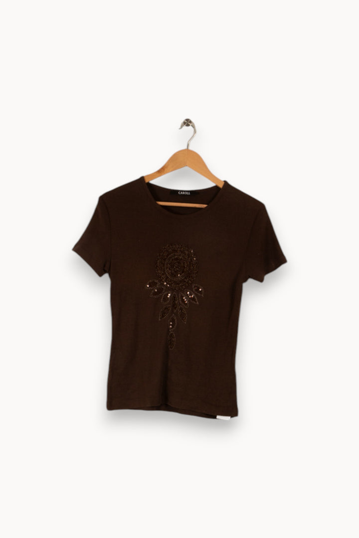 T-shirt Marron - Taille S/36 de la marque Caroll | PARAD31002 - Vendu par Paradigme - Image 1