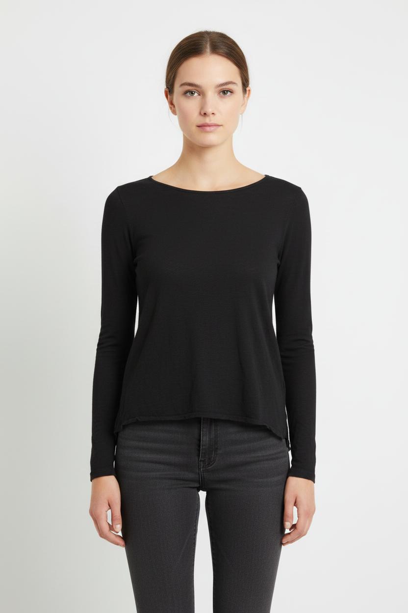 Tee-shirt manches longues Noir - Taille S/36 de la marque American Vintage | PARAD31113 - Vendu par Paradigme - Image 1