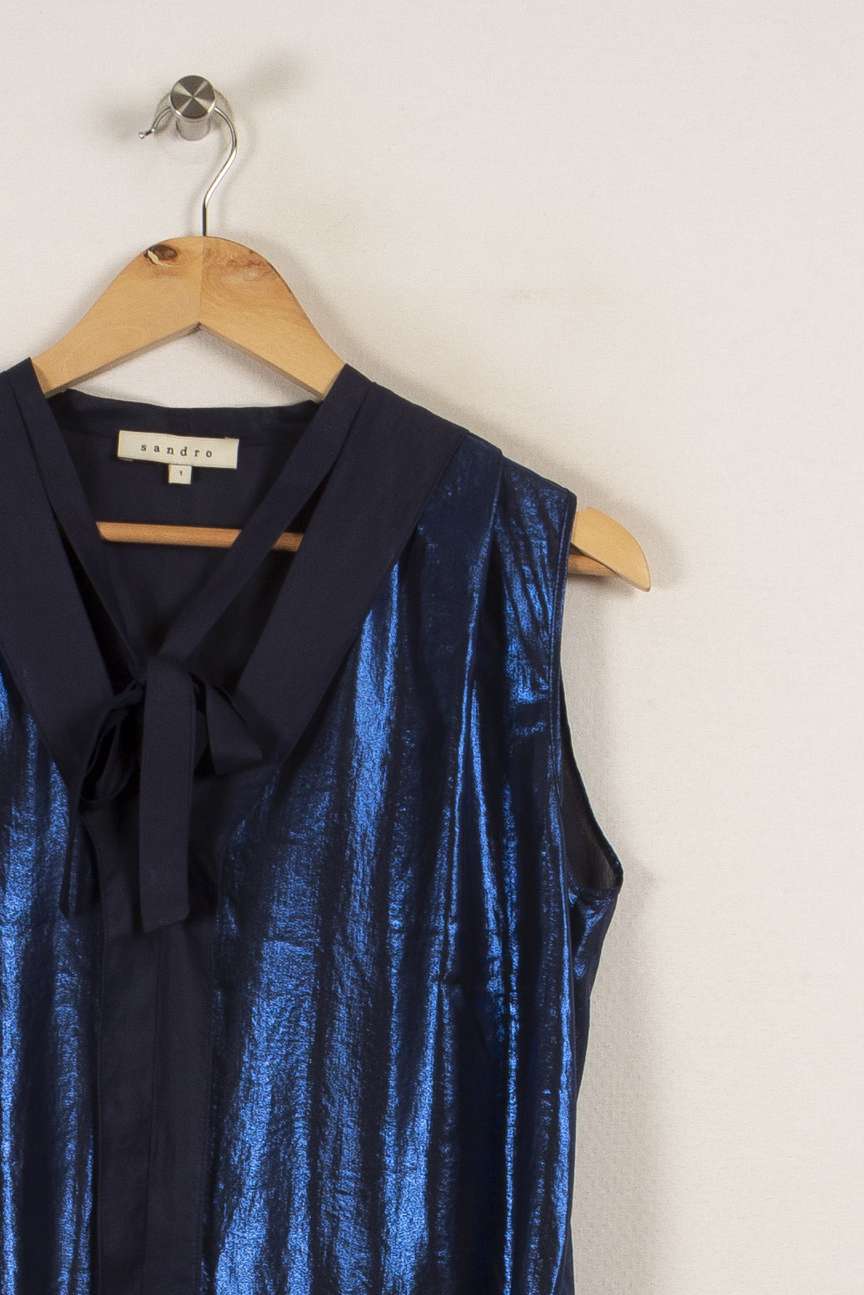 Blouse bleue - Taille S/36 de la marque Sandro | PARAD31166 - Vendu par Paradigme - Image 2