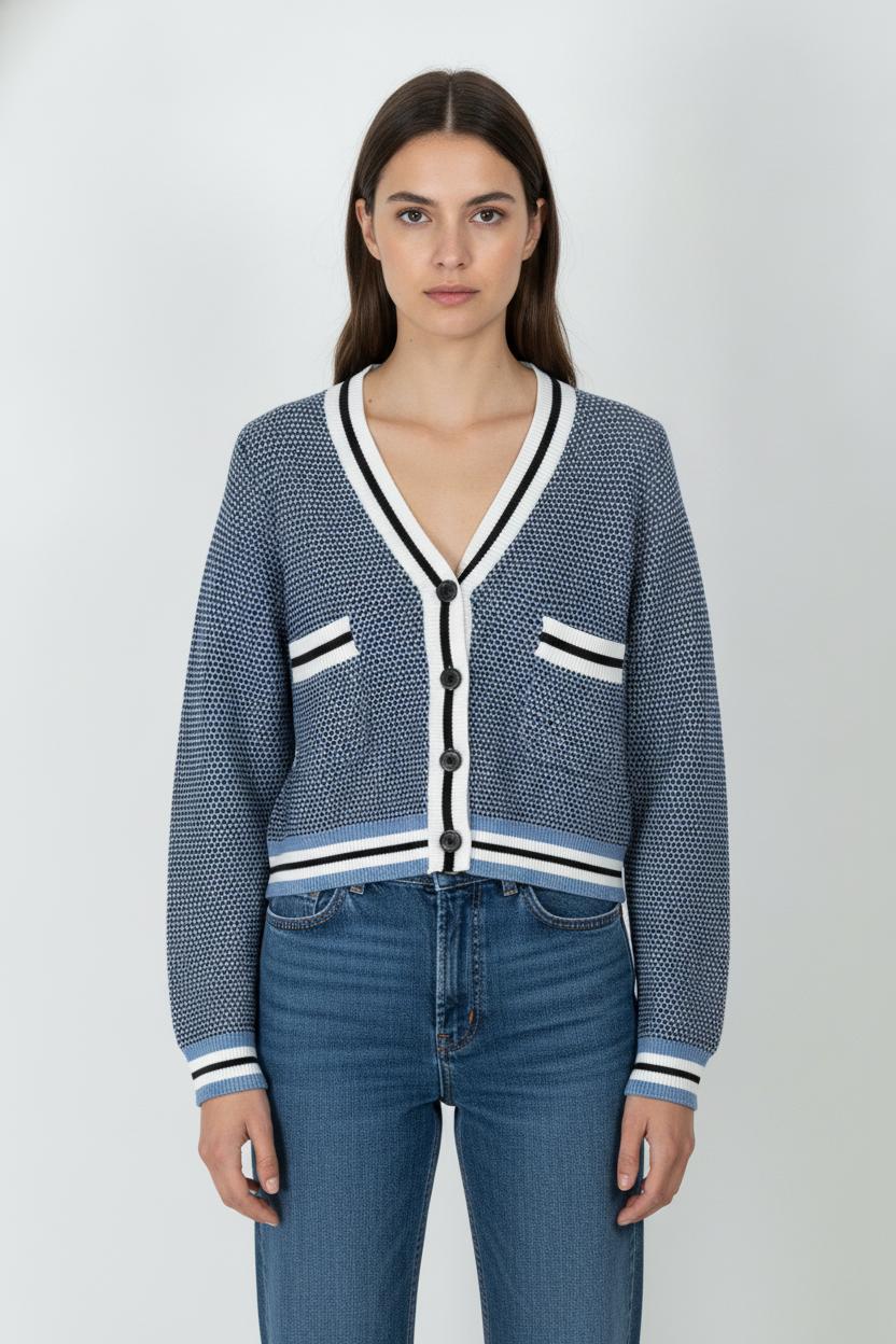 Cardigan Bleu et Blanc - Taille S/36 de la marque Suncoo | PARAD31326 - Vendu par Paradigme - Image 1