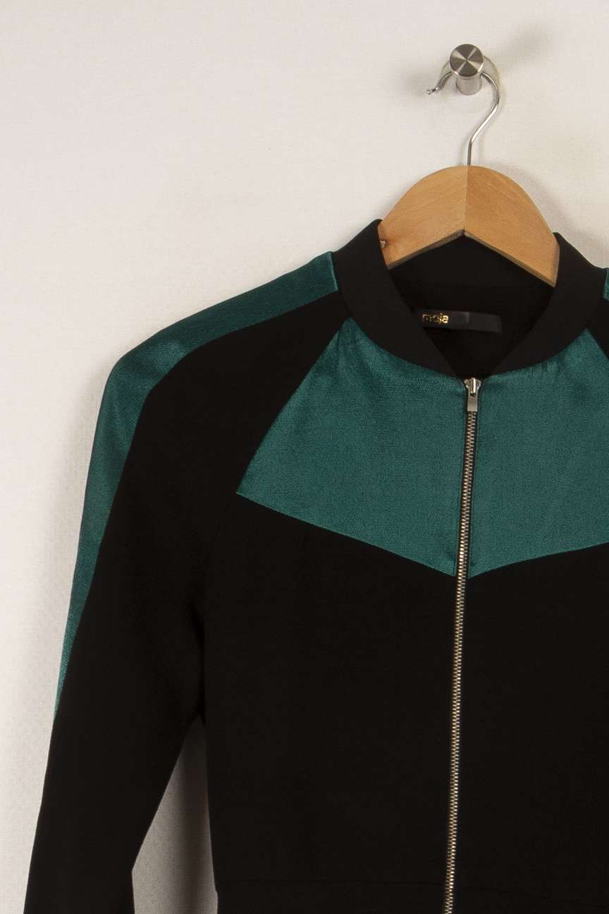 Robe noire avec détails verts - Taille S/36 de la marque Maje | PARAD31331 - Vendu par Paradigme - Image 2