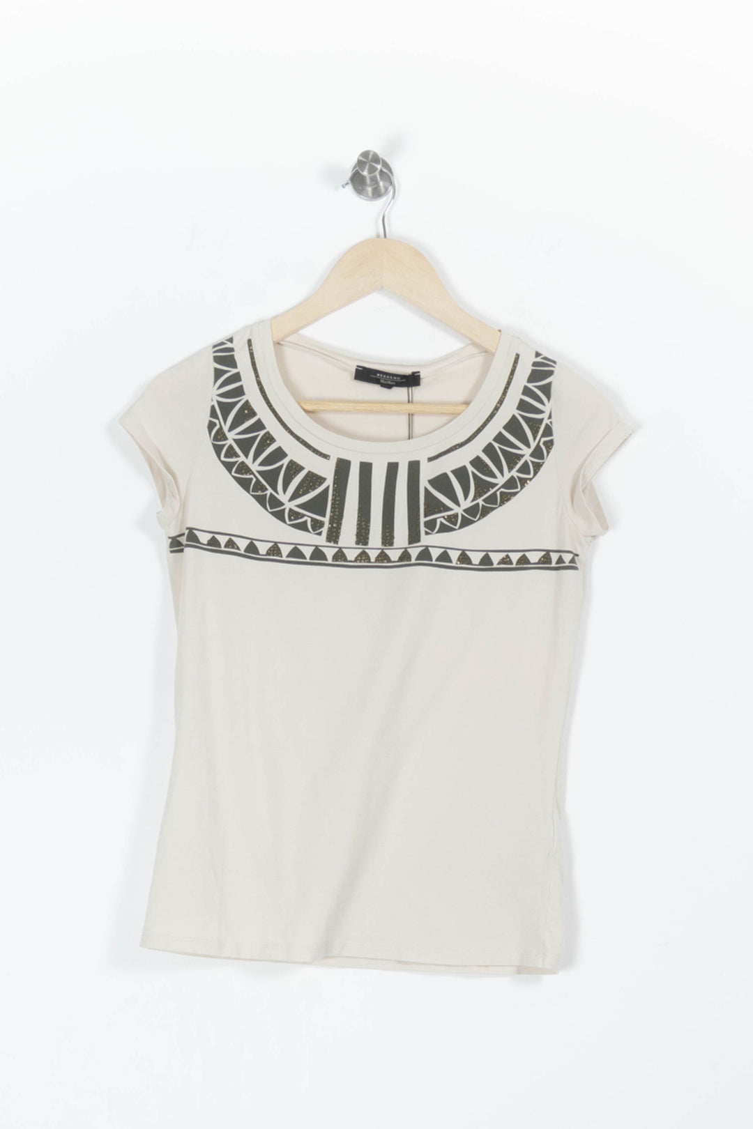 Tee-shirt Manche Courte Beige et Noir - Taille S/36 de la marque Weekend Max Mara | PARAD31378 - Vendu par Paradigme - Image 2