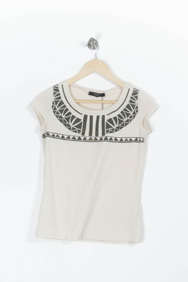 Tee-shirt Manche Courte Beige et Noir - Taille S/36 de la marque Weekend Max Mara | PARAD31378 - Vendu par Paradigme - Image 2