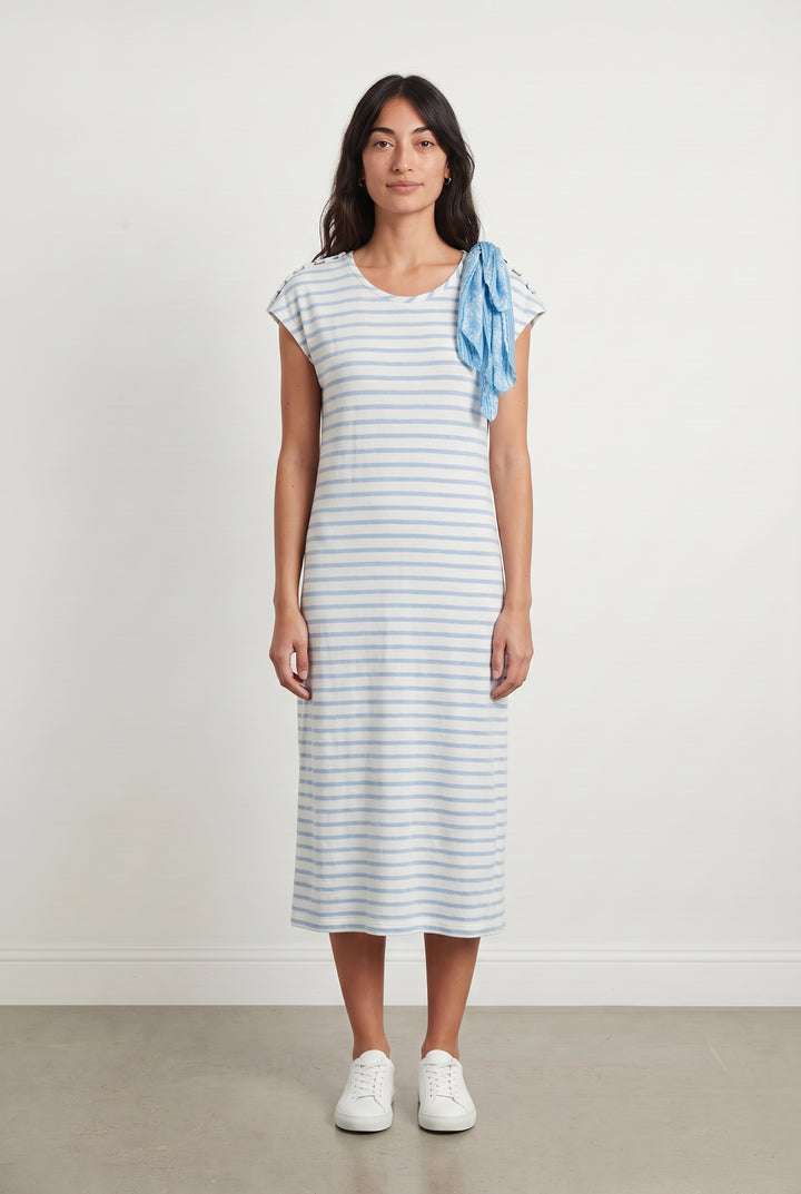 Robe Droite Blanche et Bleue - Taille M/38 de la marque Claudie Pierlot | PARAD31450 - Vendu par Paradigme - Image 1