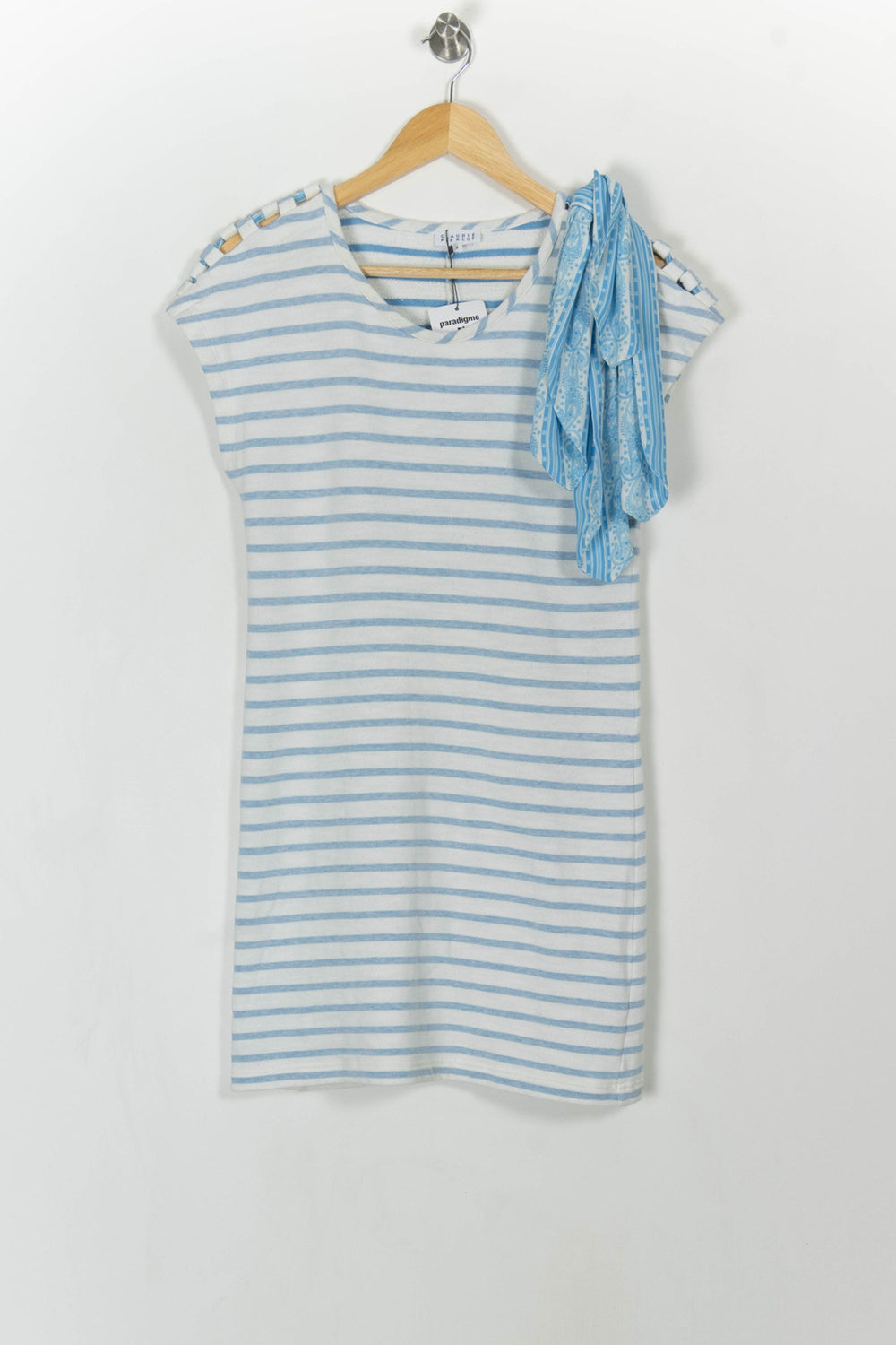 Robe Droite Blanche et Bleue - Taille M/38 de la marque Claudie Pierlot | PARAD31450 - Vendu par Paradigme - Image 2