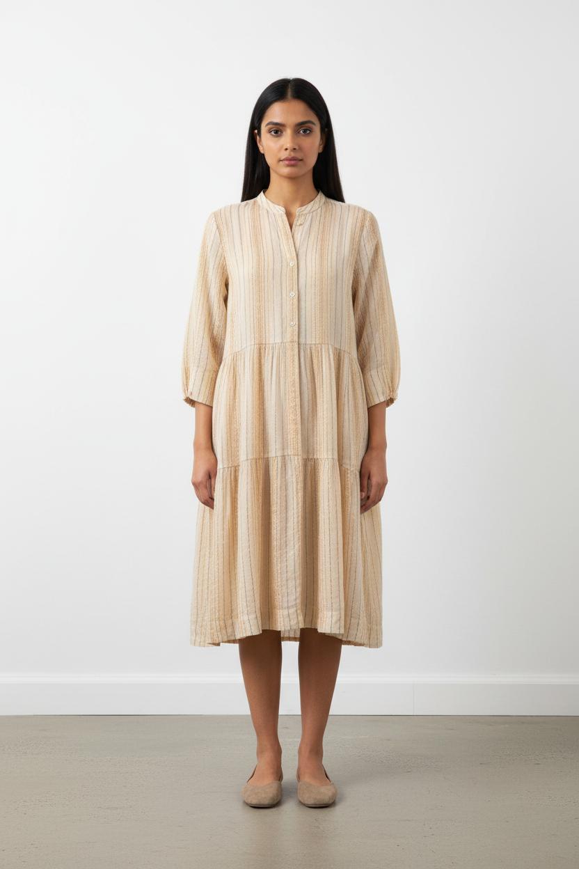 Robe beige rayée - Taille S/36