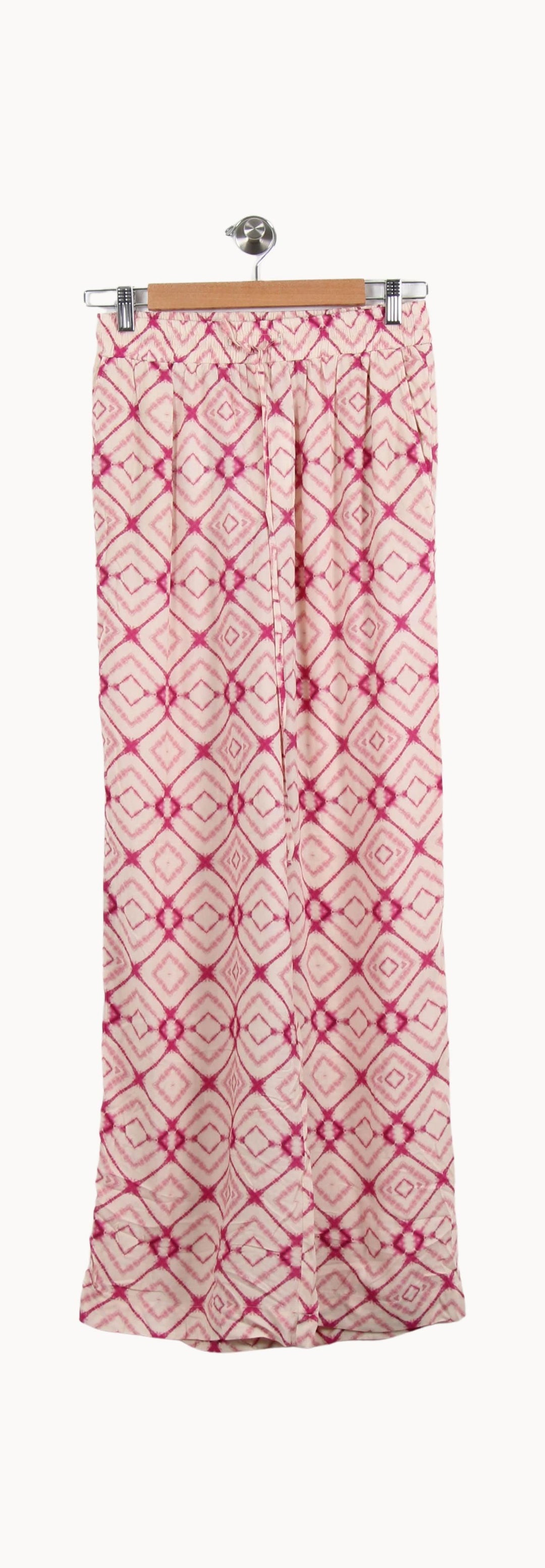Pantalon Large Rose et Blanc - Taille L/40 de la marque La Fée Maraboutée | PARAD31507 - Vendu par Paradigme - Image 2