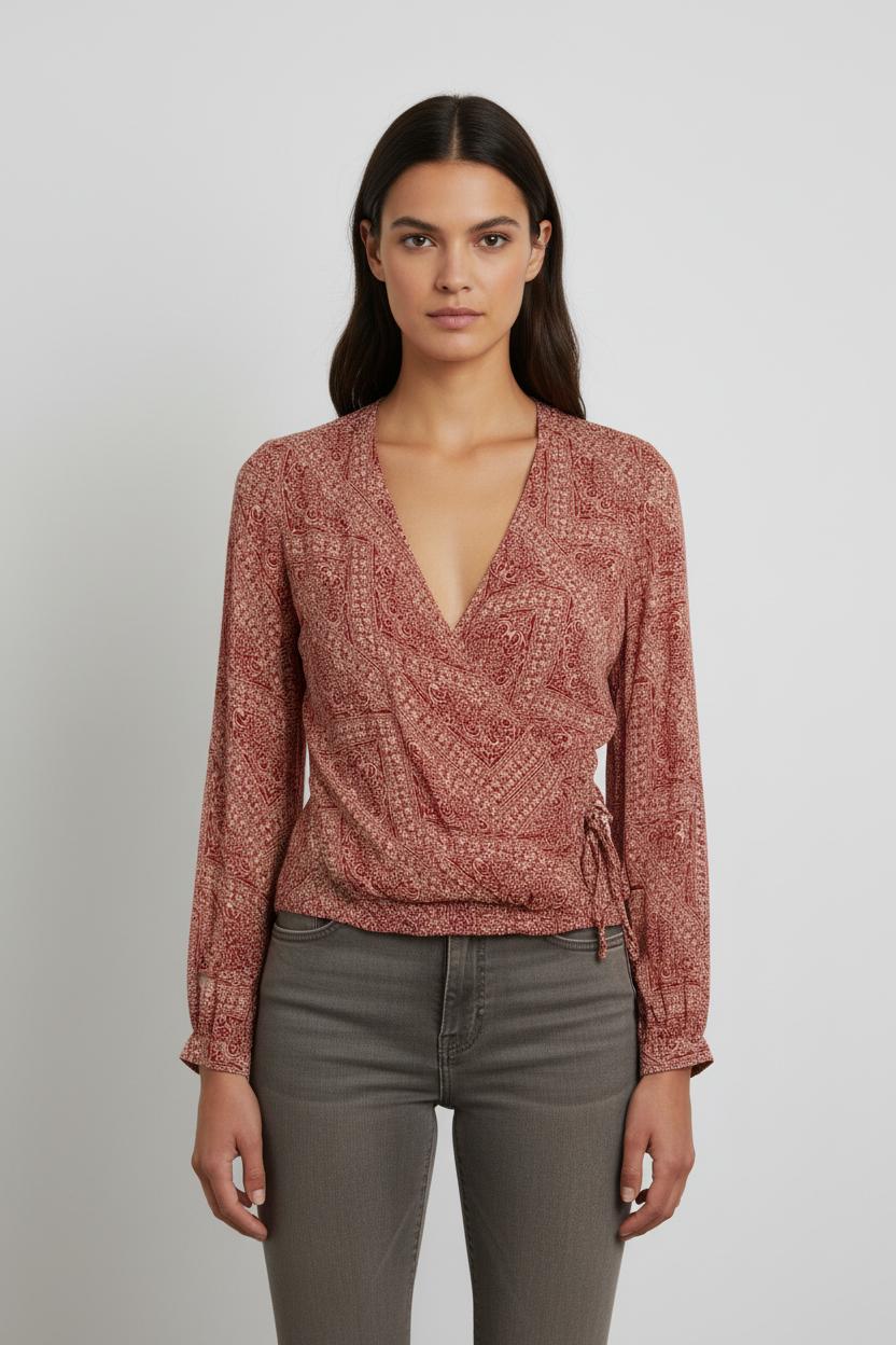 Blouse rouge et blanc - Taille S/36