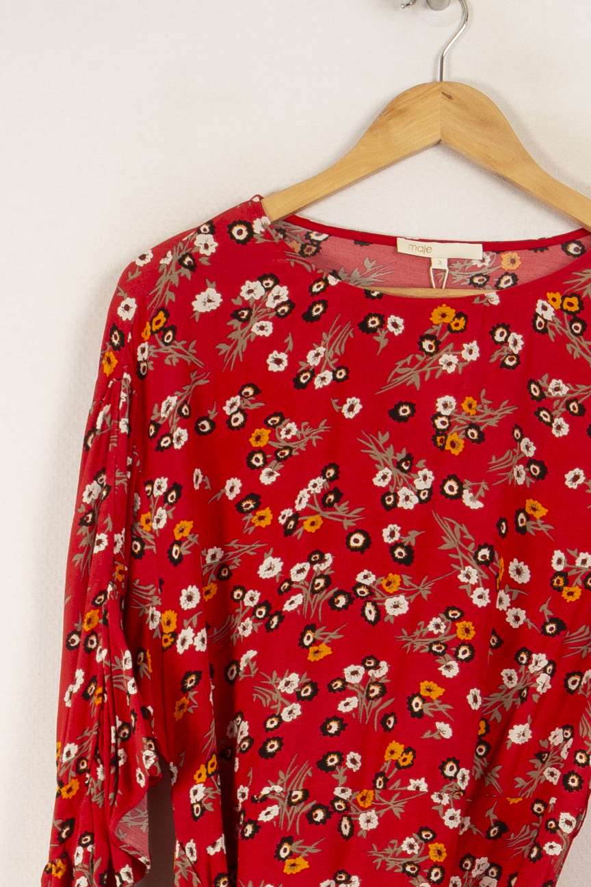 Robe courte rouge à motifs - Taille L/40