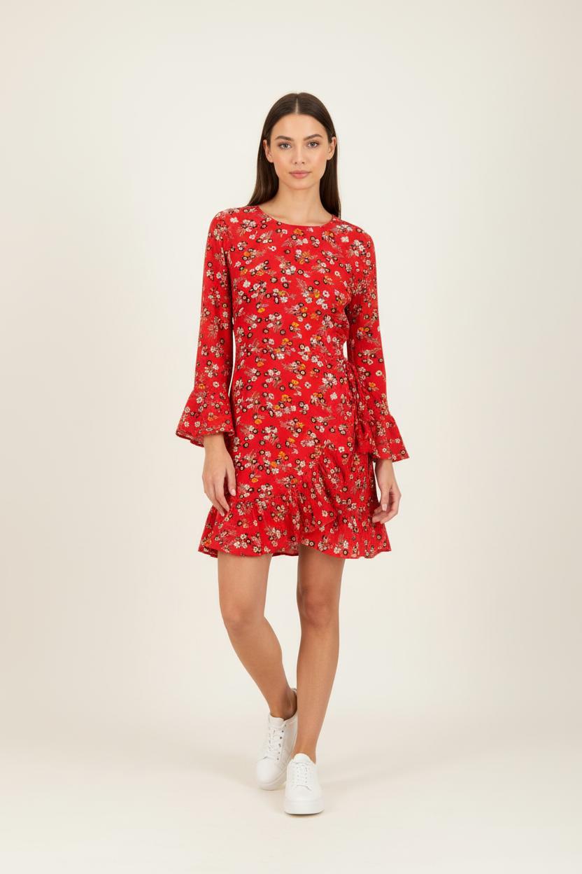 Robe courte rouge à motifs - Taille L/40