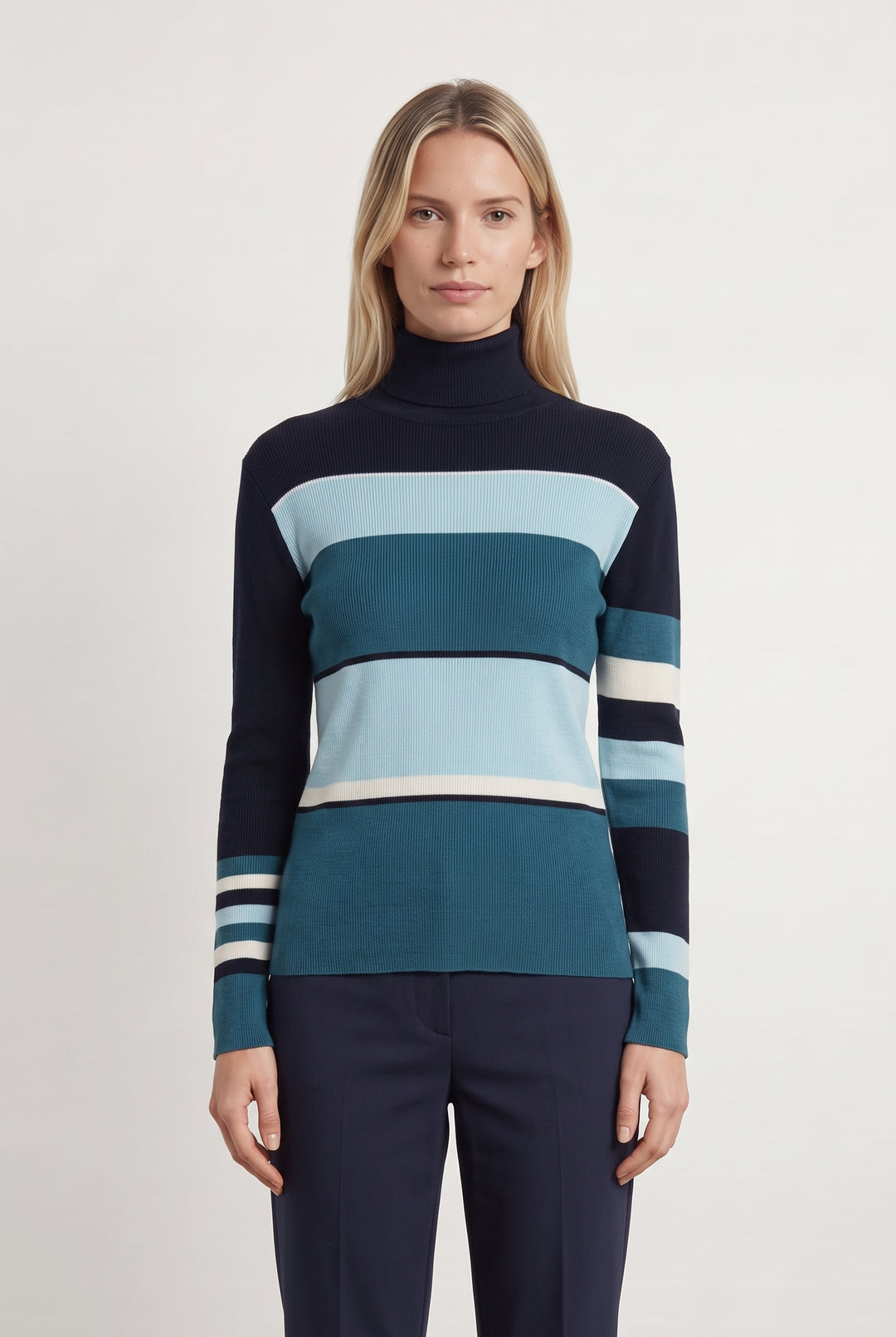 Pull Col Roulé Bleu et Blanc - Taille M/38 de la marque La Française | PARAD31823 - Vendu par Paradigme - Image 1