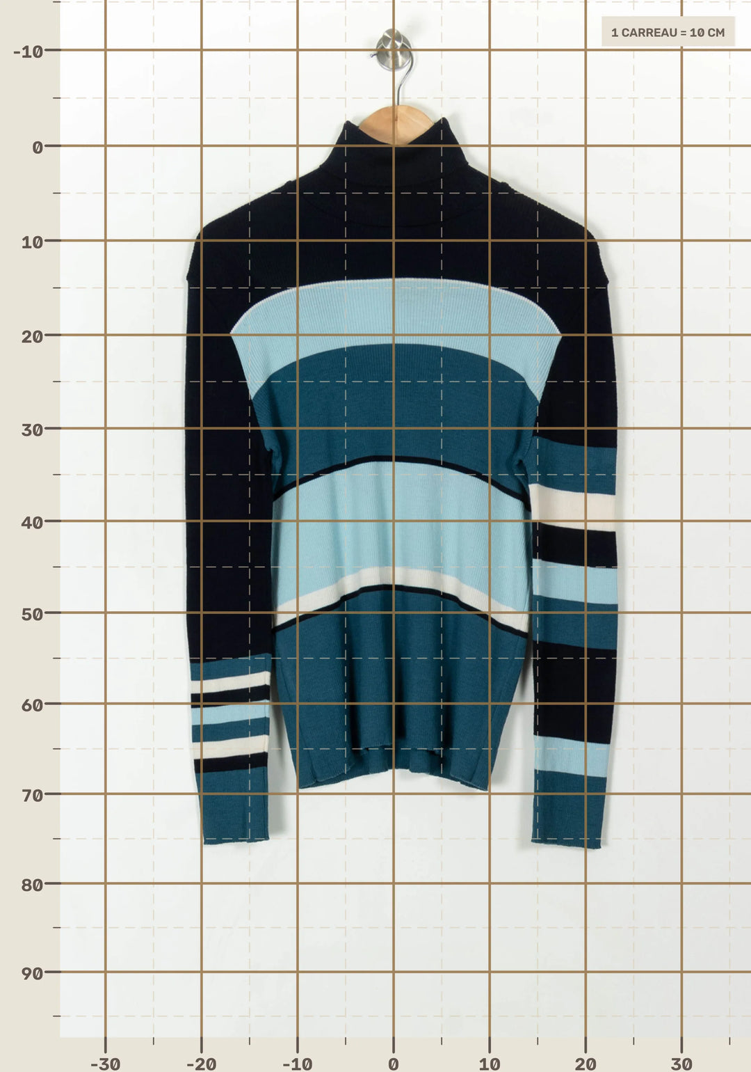 Pull Col Roulé Bleu et Blanc - Taille M/38 de la marque La Française | PARAD31823 - Vendu par Paradigme - Image 4