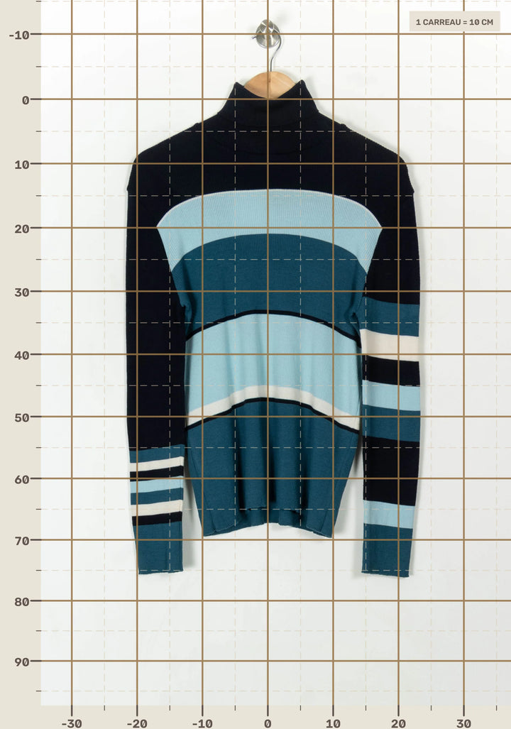 Pull Col Roulé Bleu et Blanc - Taille M/38 de la marque La Française | PARAD31823 - Vendu par Paradigme - Image 4
