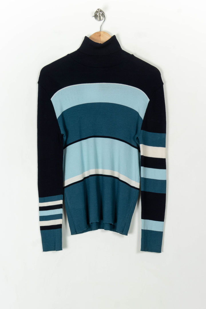 Pull Col Roulé Bleu et Blanc - Taille M/38 de la marque La Française | PARAD31823 - Vendu par Paradigme - Image 2