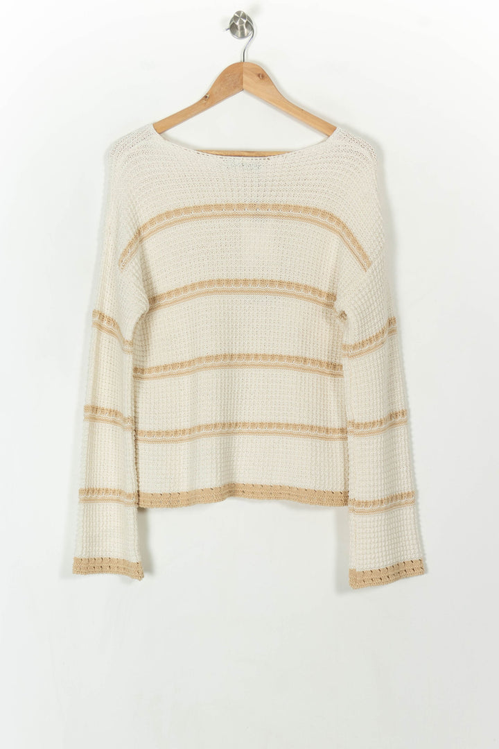 Pull Beige et Blanc - Taille M/38 de la marque La Fée Maraboutée | PARAD31846 - Vendu par Paradigme - Image 5