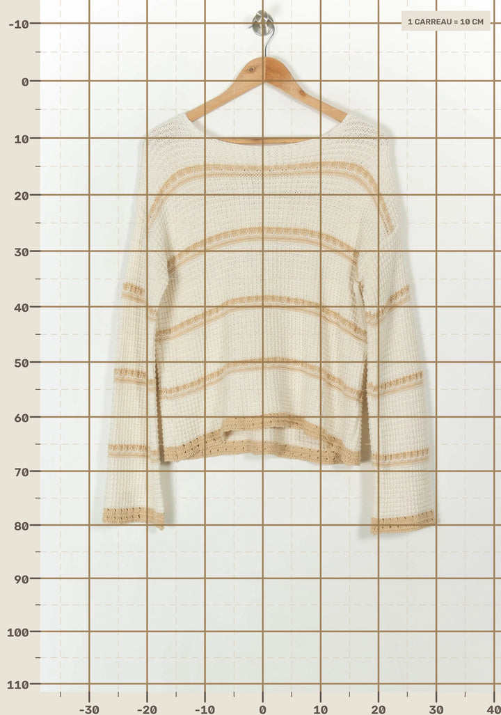 Pull Beige et Blanc - Taille M/38 de la marque La Fée Maraboutée | PARAD31846 - Vendu par Paradigme - Image 4