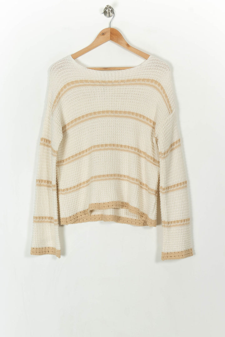 Pull Beige et Blanc - Taille M/38 de la marque La Fée Maraboutée | PARAD31846 - Vendu par Paradigme - Image 2