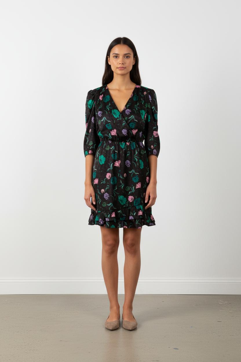 Robe noire à motifs - Taille XS/34