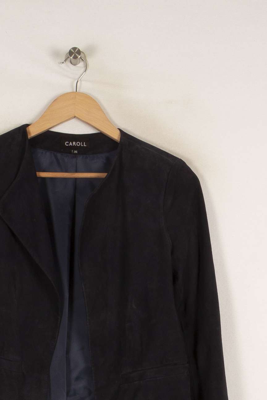 Veste en cuir bleu - Taille S/36 de la marque Caroll | PARAD31949 - Vendu par Paradigme - Image 2