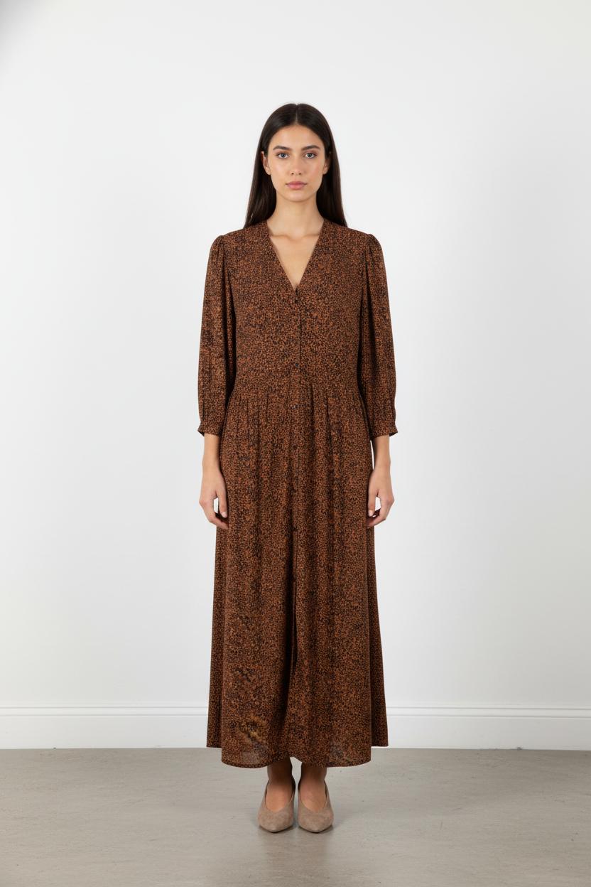Robe marron à motifs - Taille S/36