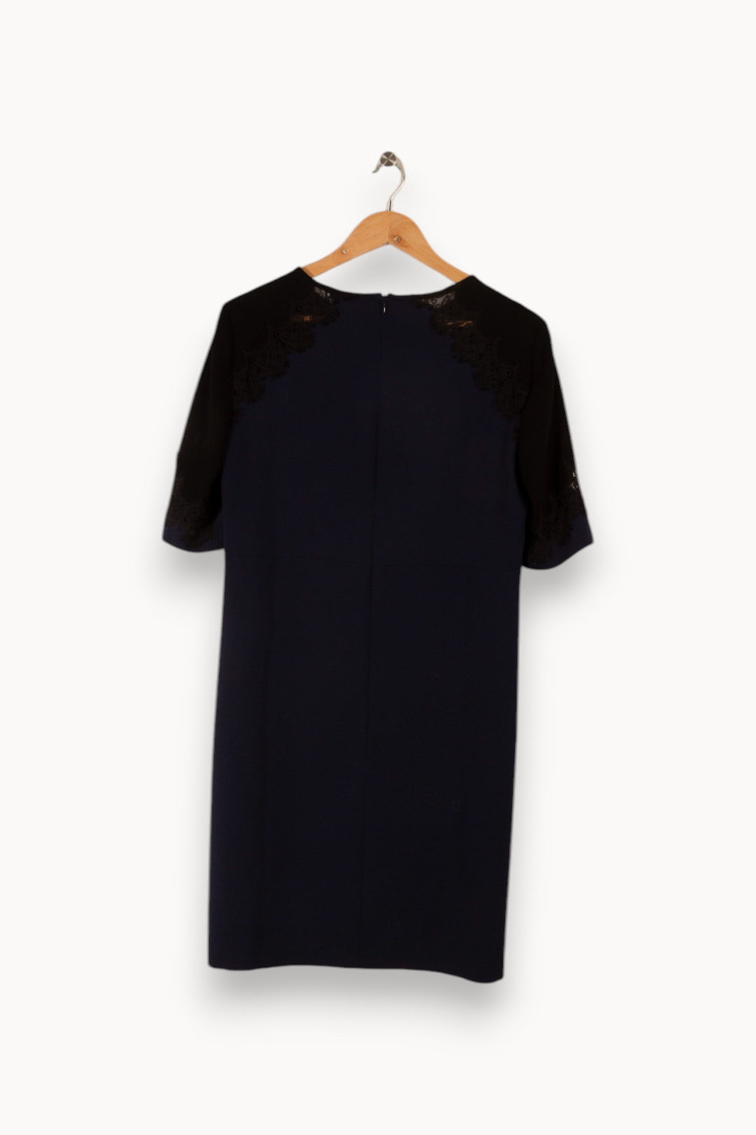 Robe courte bleue avec les épaules et les manches noires - Taille L/40