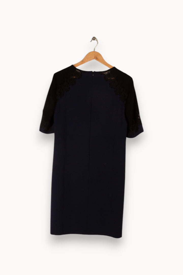 Robe courte bleue avec les épaules et les manches noires - Taille L/40