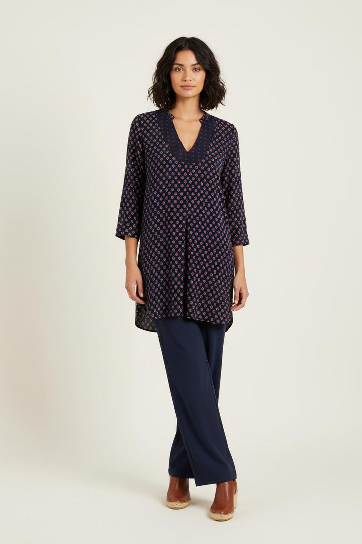 Robe bleue avec motifs - Taille S/36