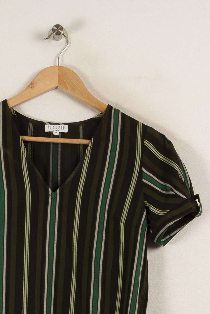 Robe verte rayée - Taille S/36 de la marque Claudie Pierlot | PARAD32609 - Vendu par Paradigme - Image 1