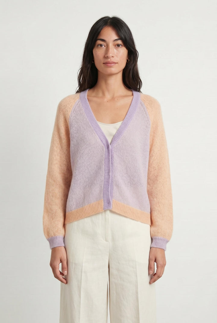 Cardigan Rose et Beige - Taille S/36 de la marque Des petits hauts | PARAD32649 - Vendu par Paradigme - Image 1