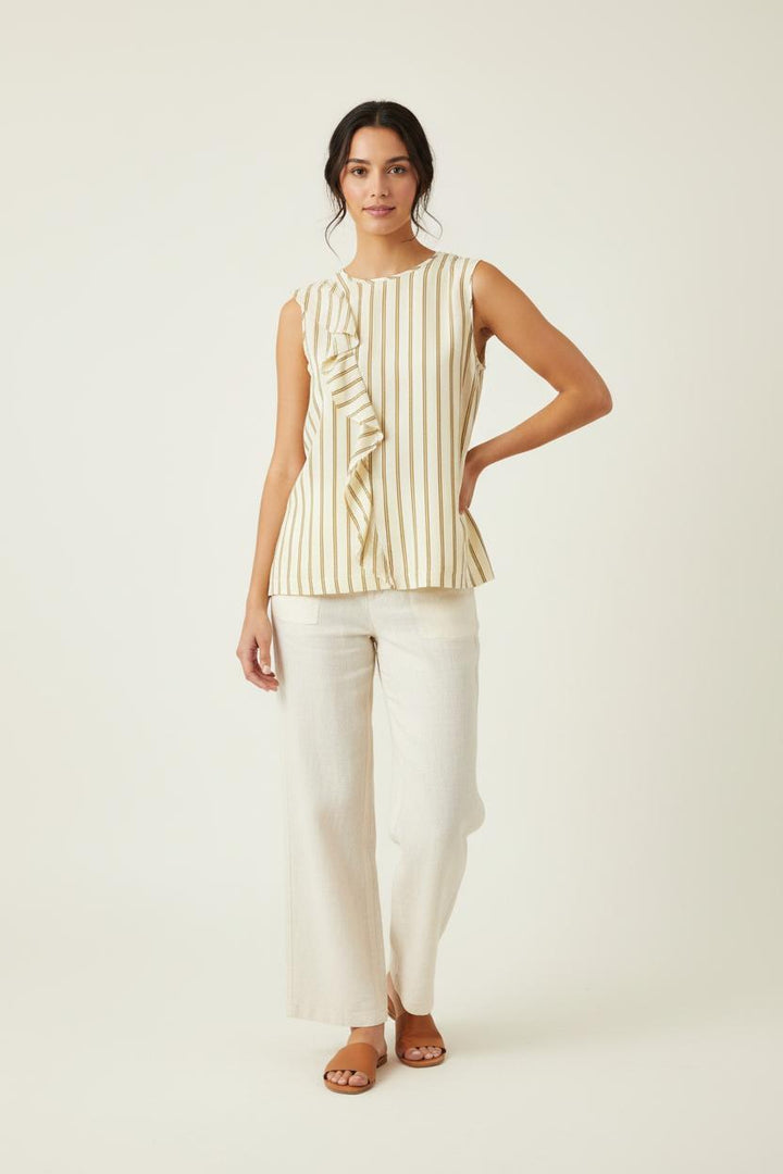 Blouse beige rayée - Taille S/36