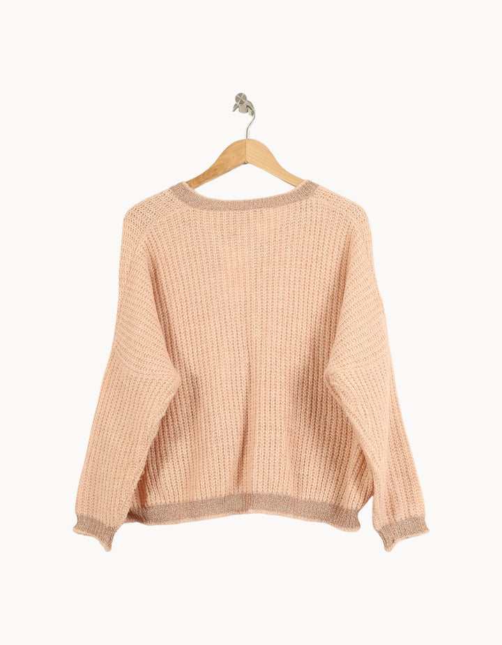 Pull Rose et Beige - Taille XS/34 de la marque La Fée Maraboutée | PARAD32885 - Vendu par Paradigme - Image 4