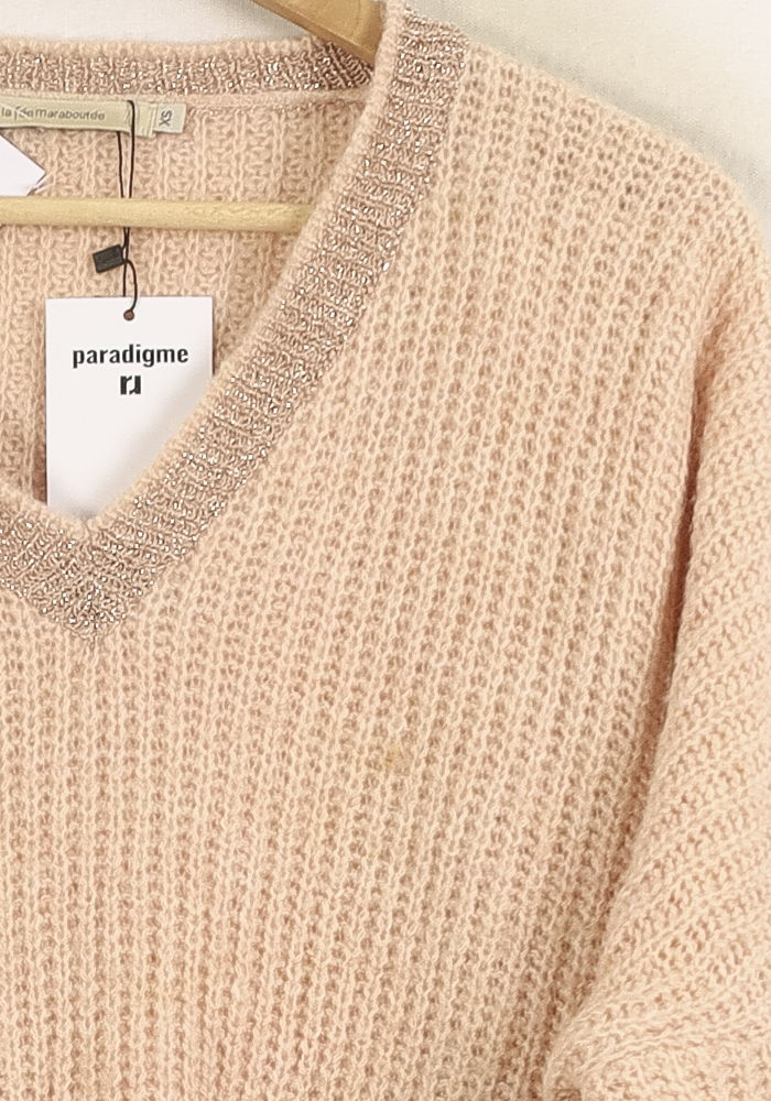Pull Rose et Beige - Taille XS/34 de la marque La Fée Maraboutée | PARAD32885 - Vendu par Paradigme - Image 3