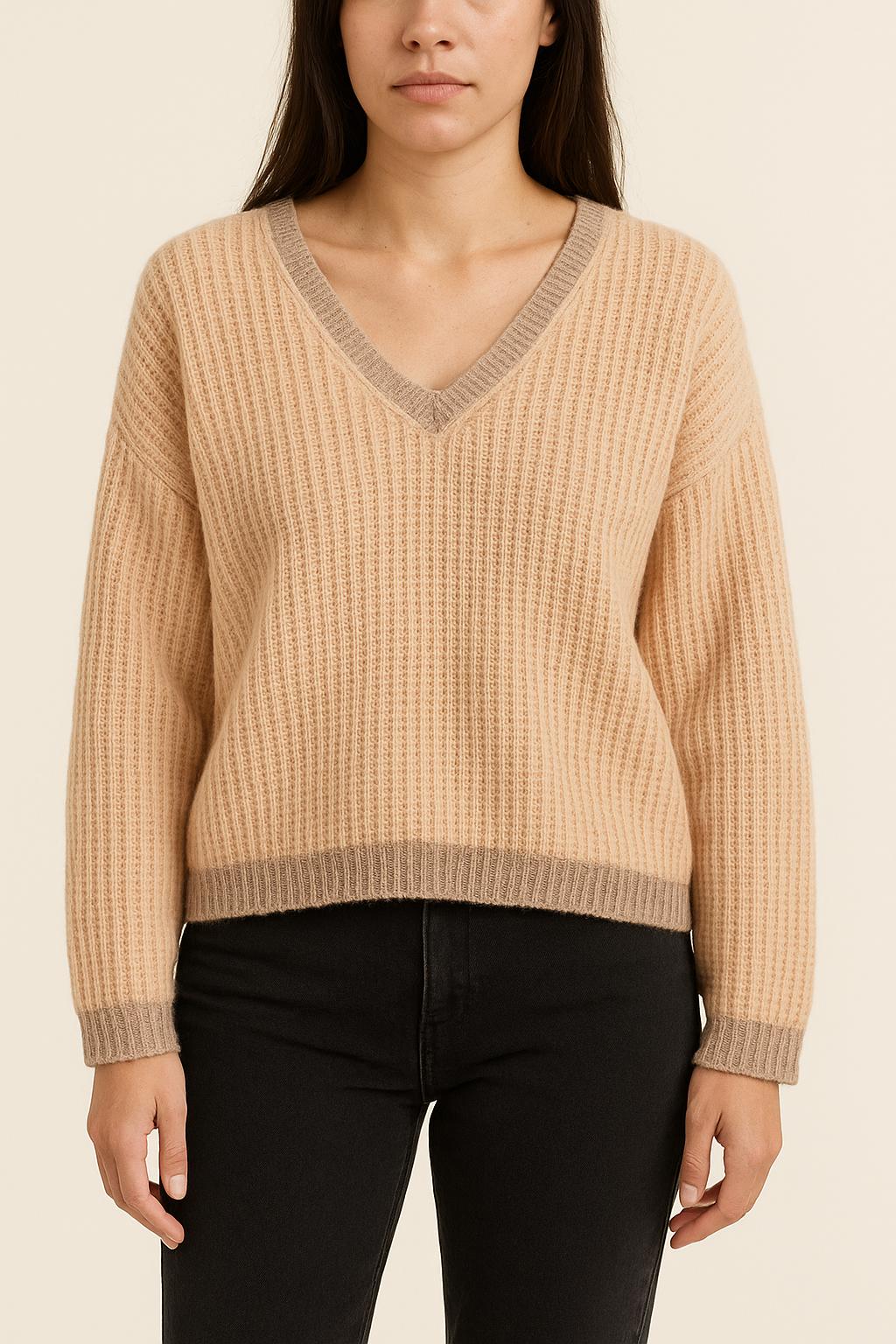 Pull Rose et Beige - Taille XS/34 de la marque La Fée Maraboutée | PARAD32885 - Vendu par Paradigme - Image 1