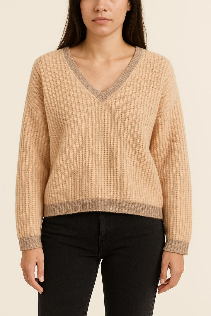 Pull Rose et Beige - Taille XS/34 de la marque La Fée Maraboutée | PARAD32885 - Vendu par Paradigme - Image 1